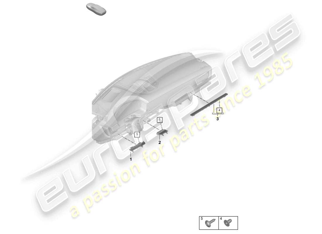 porsche 2024 (panamera 976) dash panel attachment parts lower moldings part diagram