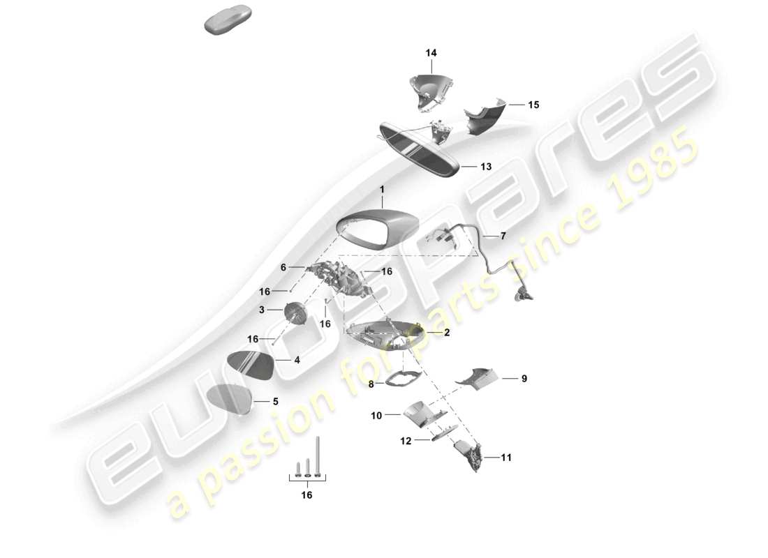 porsche 2025 (718 boxster spyder) exterior mirror interior mirror part diagram