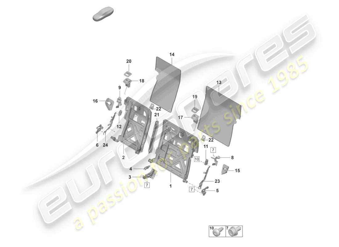 porsche 2020 (taycan 9j1-1) backrest frame sports seat part diagram