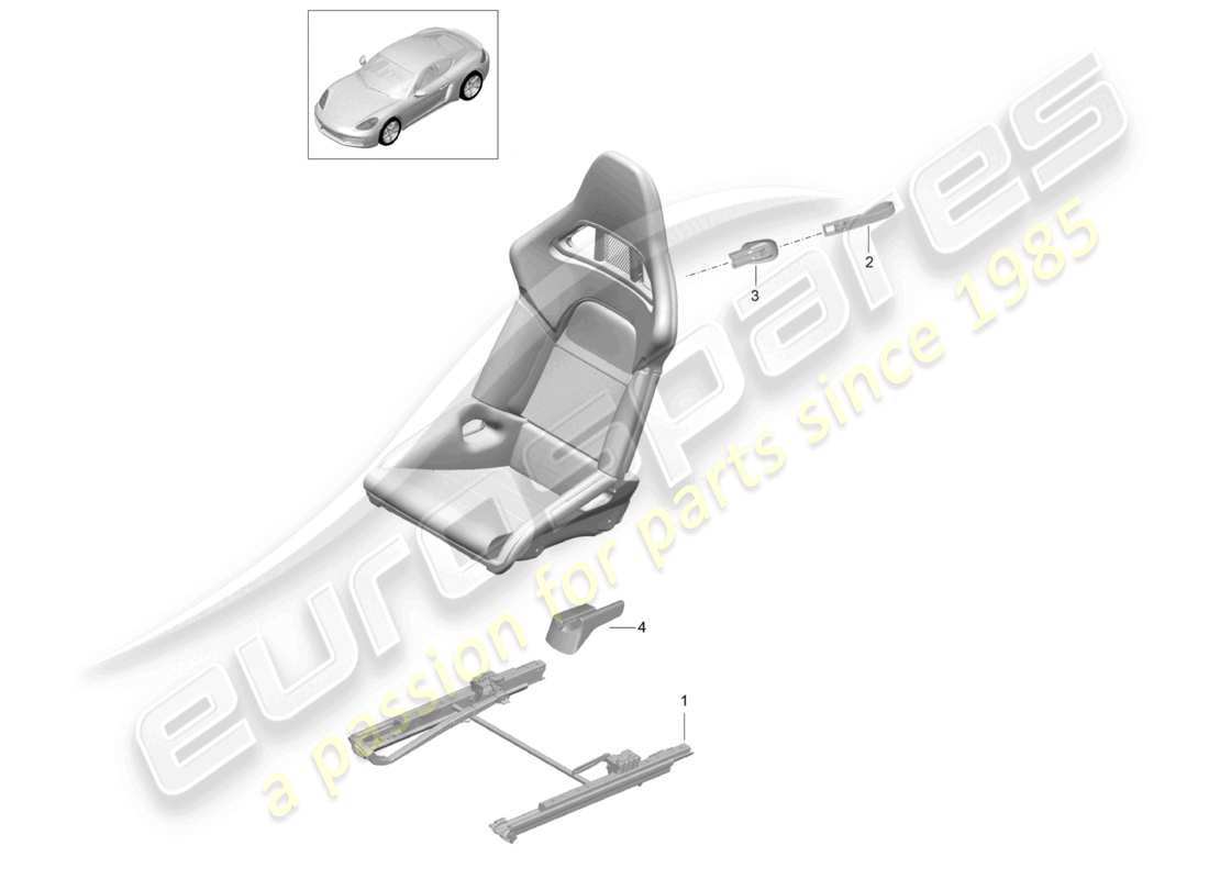 porsche 2022 (718 cayman) bucket seat folding (complete) no longer available part diagram