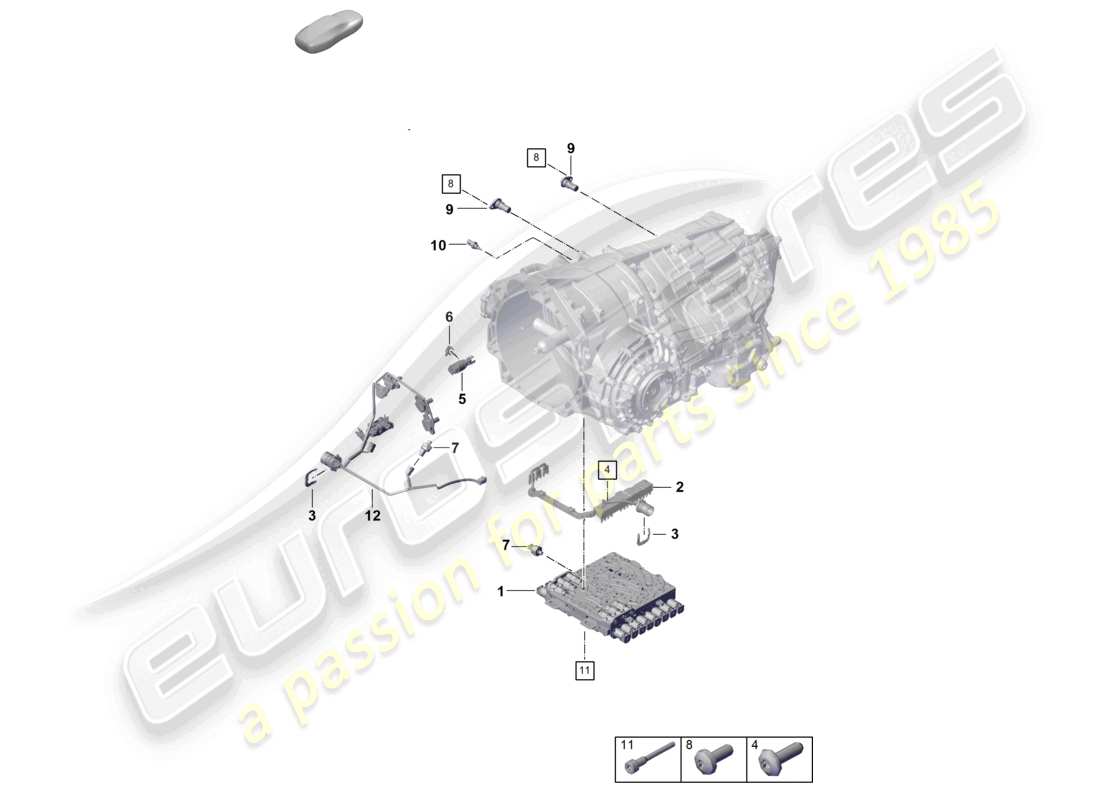 porsche 2026 (992-2) 8-speed dual clutch gearbox - pdk - for vehicles with hybrid drive sensors part diagram