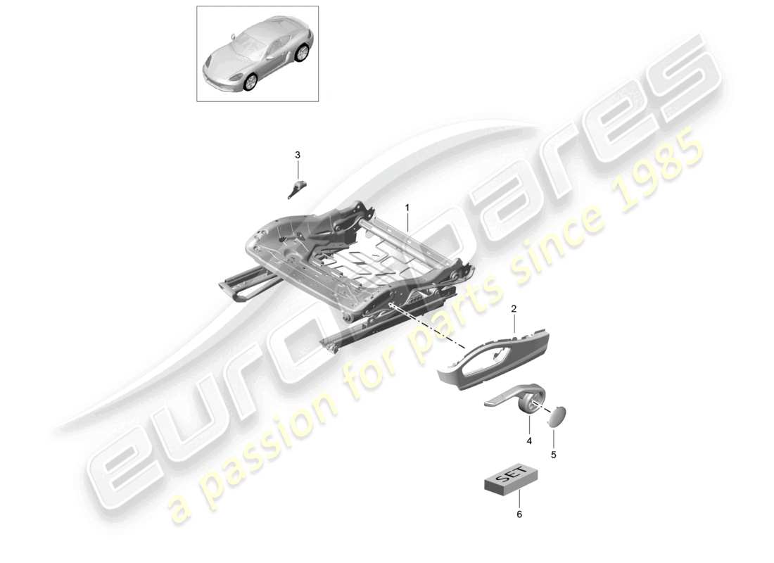 porsche 2024 (718 cayman) seat frame sports seat plus accessories repair set seat occupied recognition trim for switch part diagram