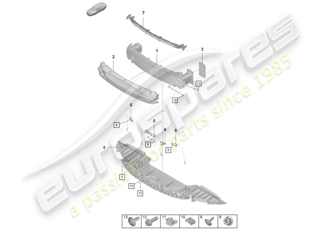 porsche 2024 (992-2 gt3/rs/st) bumper carrier front gt3 rs part diagram