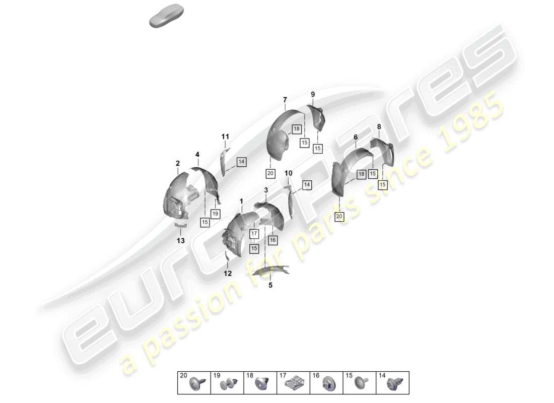 porsche 2025 (992-2 gt3) wheel housing liner part diagram