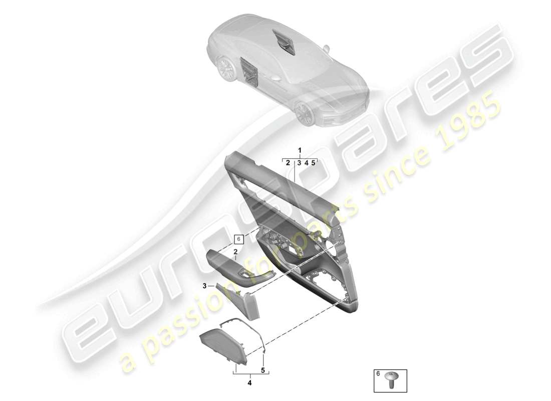 porsche 2024 (panamera 976) door panel rear doors with sun roller blind for vehicles with leatherette/dinamica equipment part diagram