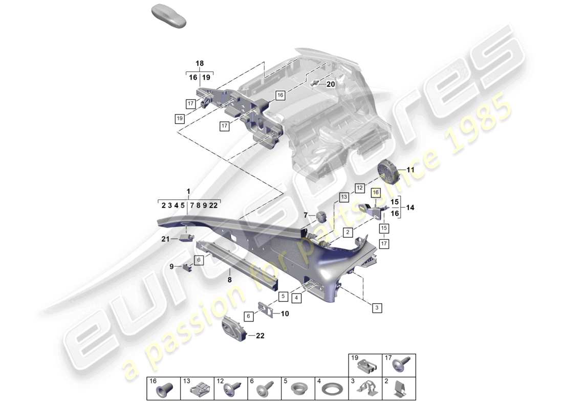porsche 2026 (panamera 976) d-pillar trim luggage compartment part diagram