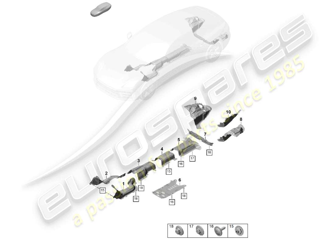 porsche 2025 (panamera 976) trim heat insulation underbody part diagram