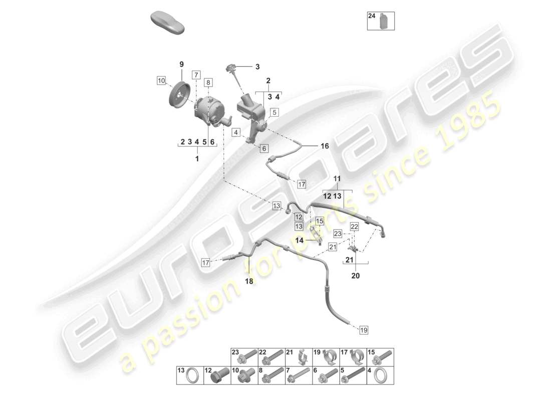 porsche 2025 (992-2 turbo / s) hydraulic pump hydraulic line pdcc part diagram