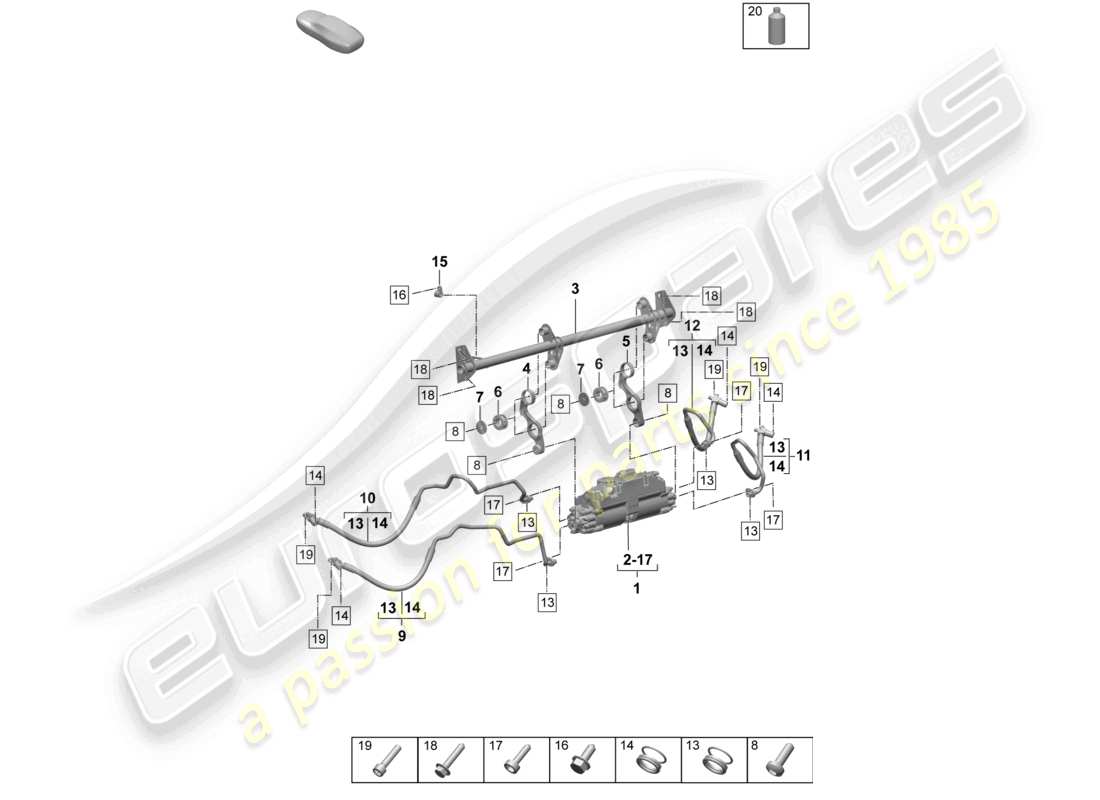 a part diagram from the porsche taycan parts catalogue