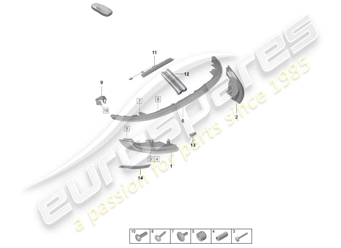 porsche 2023 (992-1 gt3/rs/st) rear light additional brake light licence plate light part diagram
