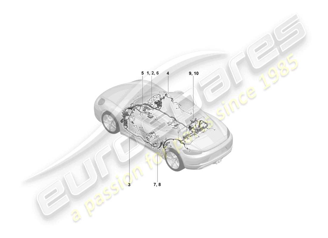 porsche 2023 (718 cayman gt4) wiring looms airbag for vehicles with seat belts part diagram
