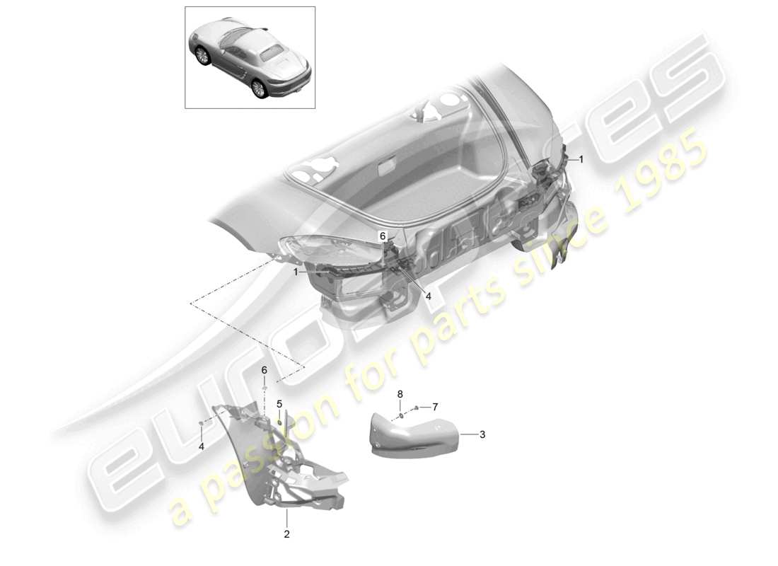 porsche 2024 (718 boxster) fasteners rear bumper part diagram