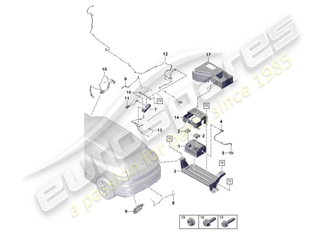 porsche 2026 (cayenne e3 pa) battery 48 volts voltage converter part diagram