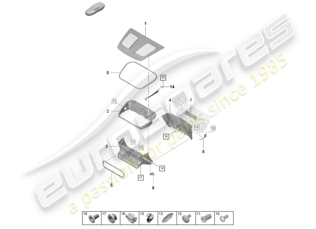 porsche 2023 (992-1 gt3/rs/st) luggage compartment trim air guide part diagram