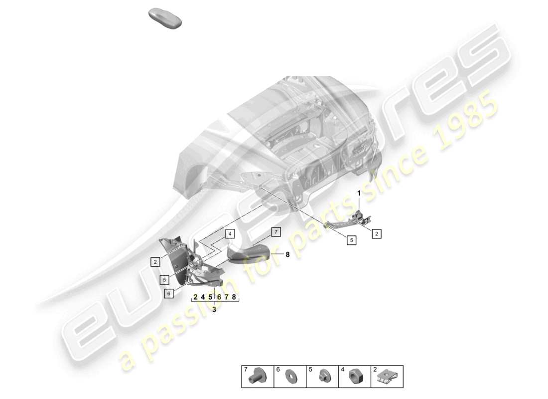 porsche 2021 (718 cayman gt4) fasteners rear bumper parts diagram