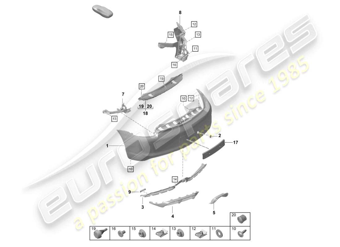 porsche 2021 (718 cayman gt4) bumper rear parts diagram