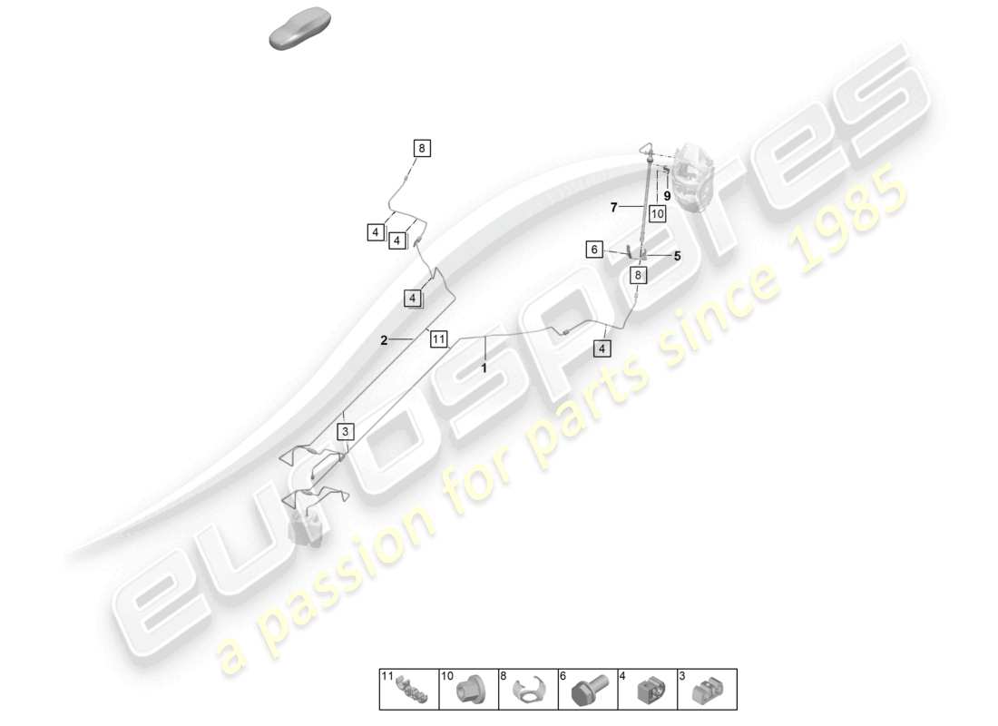 porsche 2026 (992-2 gt3) brake line center underbody rear rear axle part diagram