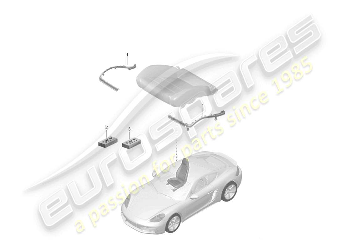 porsche 2025 (718 cayman) seat padding frame sports seat plus repair set seat occupied recognition part diagram
