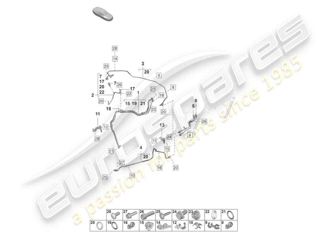 porsche 2023 (992-1 gt3/rs/st) air conditioning lhd refrigerant line (expansion valve >drier) part diagram