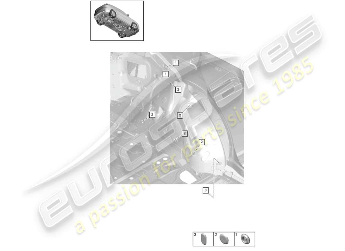 porsche 2021 (cayenne e3 9ya/9yb) bungs side rear right parts diagram