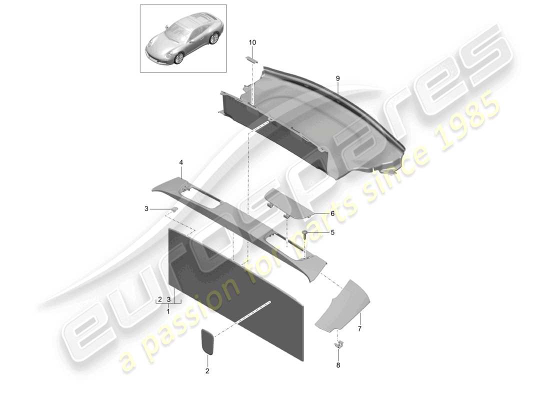 porsche 2022 (992-1) trims rear part diagram