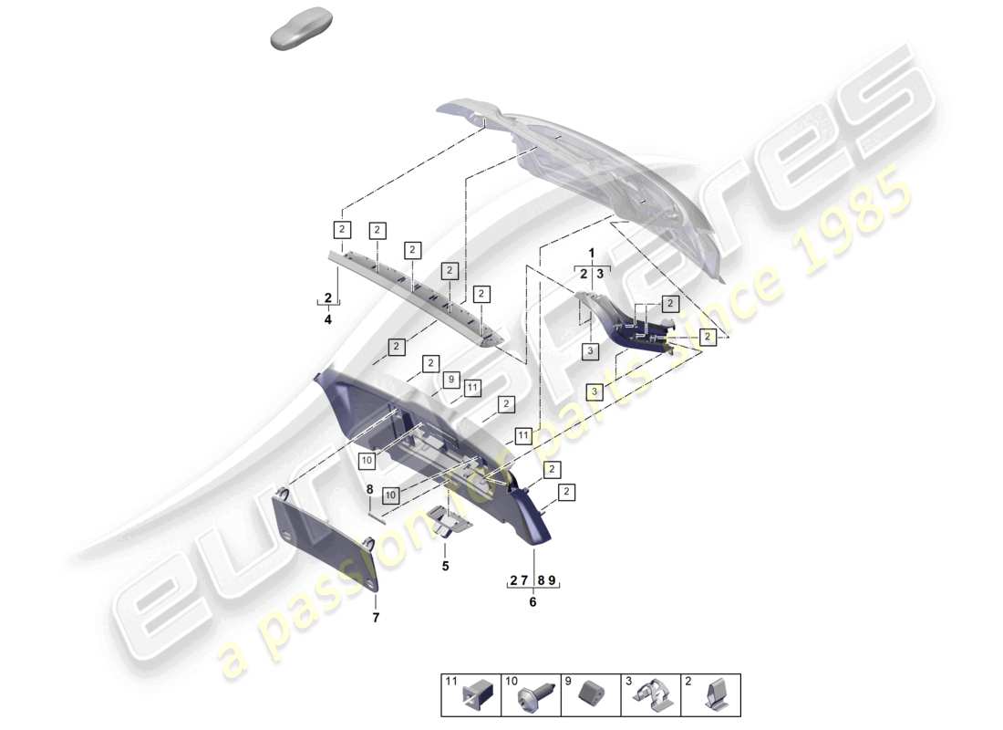 porsche 2023 (cayenne e3 pa) trim rear lid part diagram