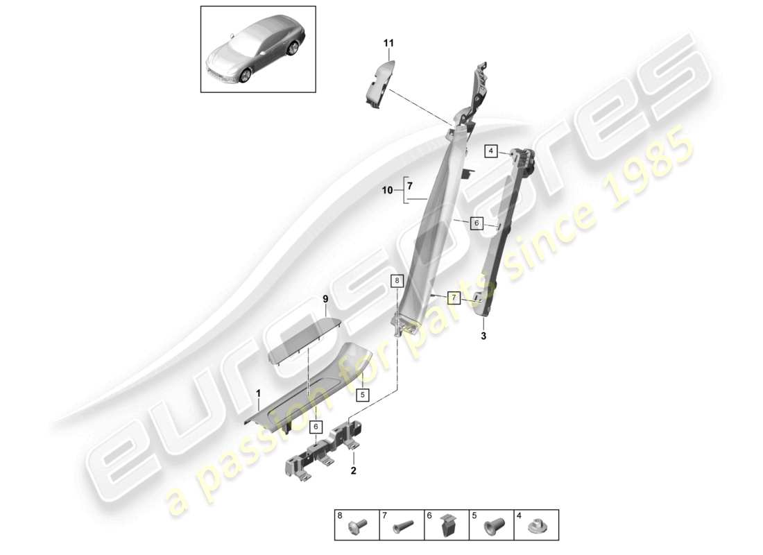 porsche 2021 (panamera 971-1) tread trim rear sill trim strip parts diagram
