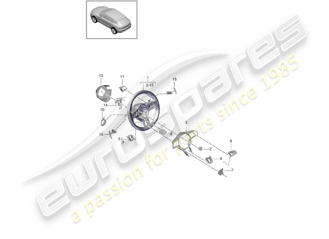 porsche 2025 (macan) steering wheel part diagram