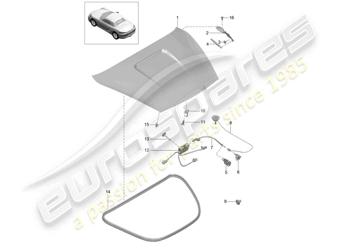 porsche 2025 (718 boxster) cover rear part diagram