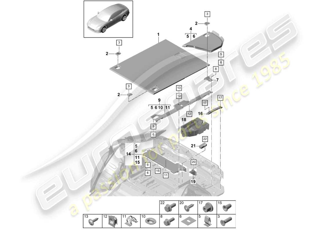 porsche 2021 (panamera 971-1) luggage boot trims floor plates parts diagram