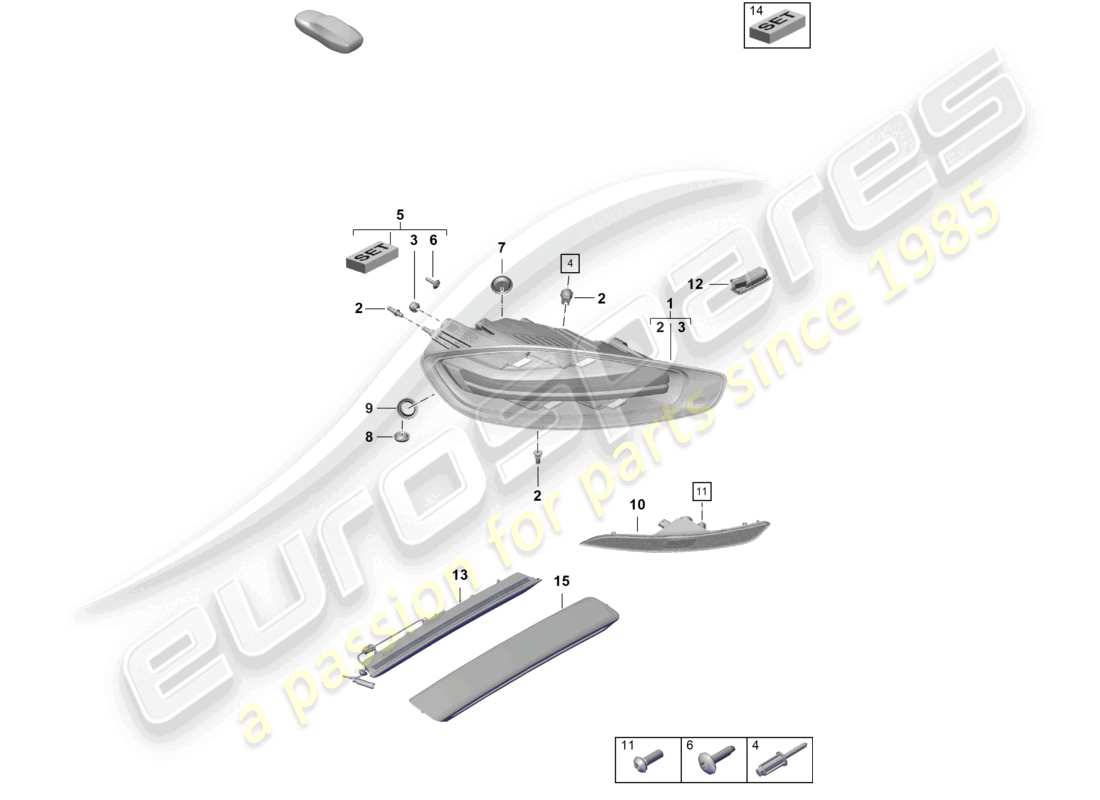 porsche 2021 (718 boxster spyder) rear light licence plate light additional brake light rear fog light part diagram