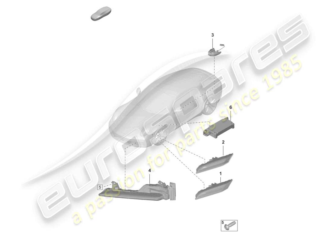 porsche 2021 (992-1) turn signal repeater side marker light control unit for day driving light part diagram
