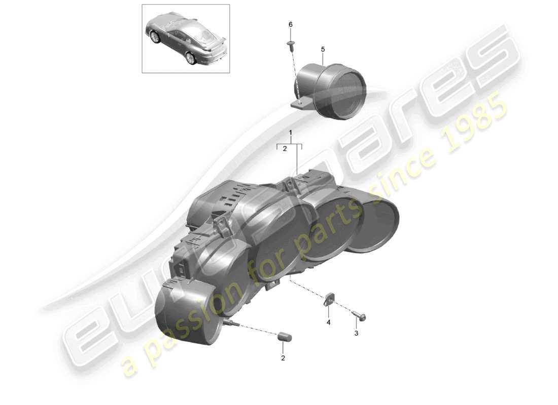 porsche 2021 (991-2 r/gt3/rs) combi-instrument stopwatch d - mj 2018>> part diagram