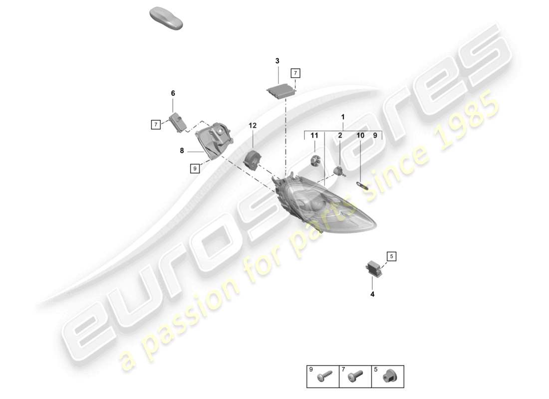 porsche 2021 (718 cayman gt4) headlights parts diagram