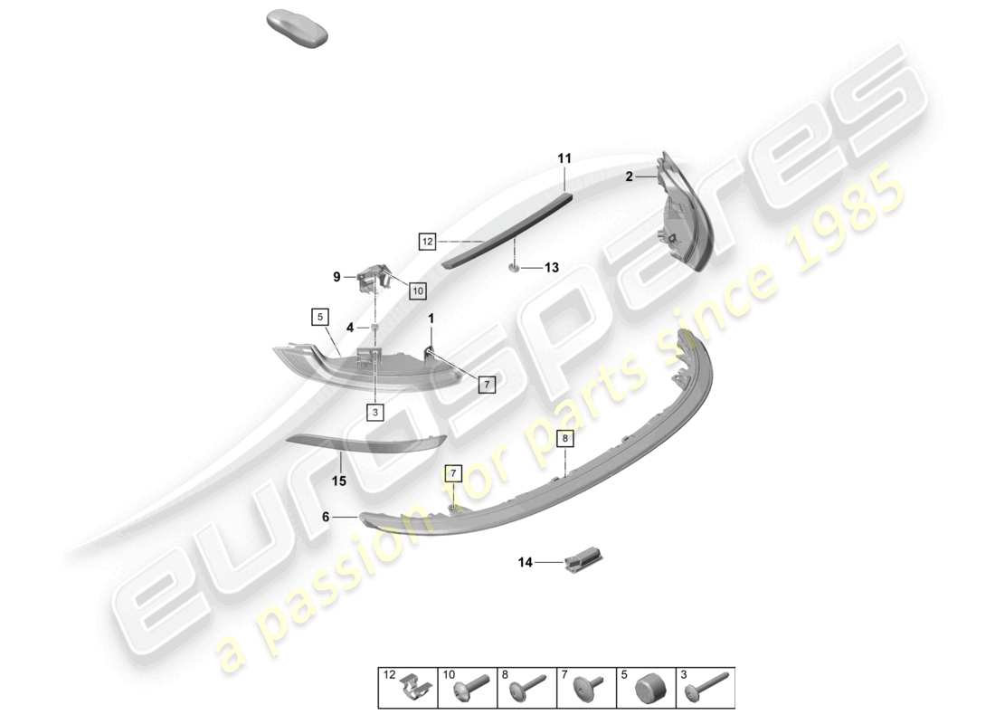 porsche 2022 (992-1 turbo / s) rear light additional brake light licence plate light part diagram