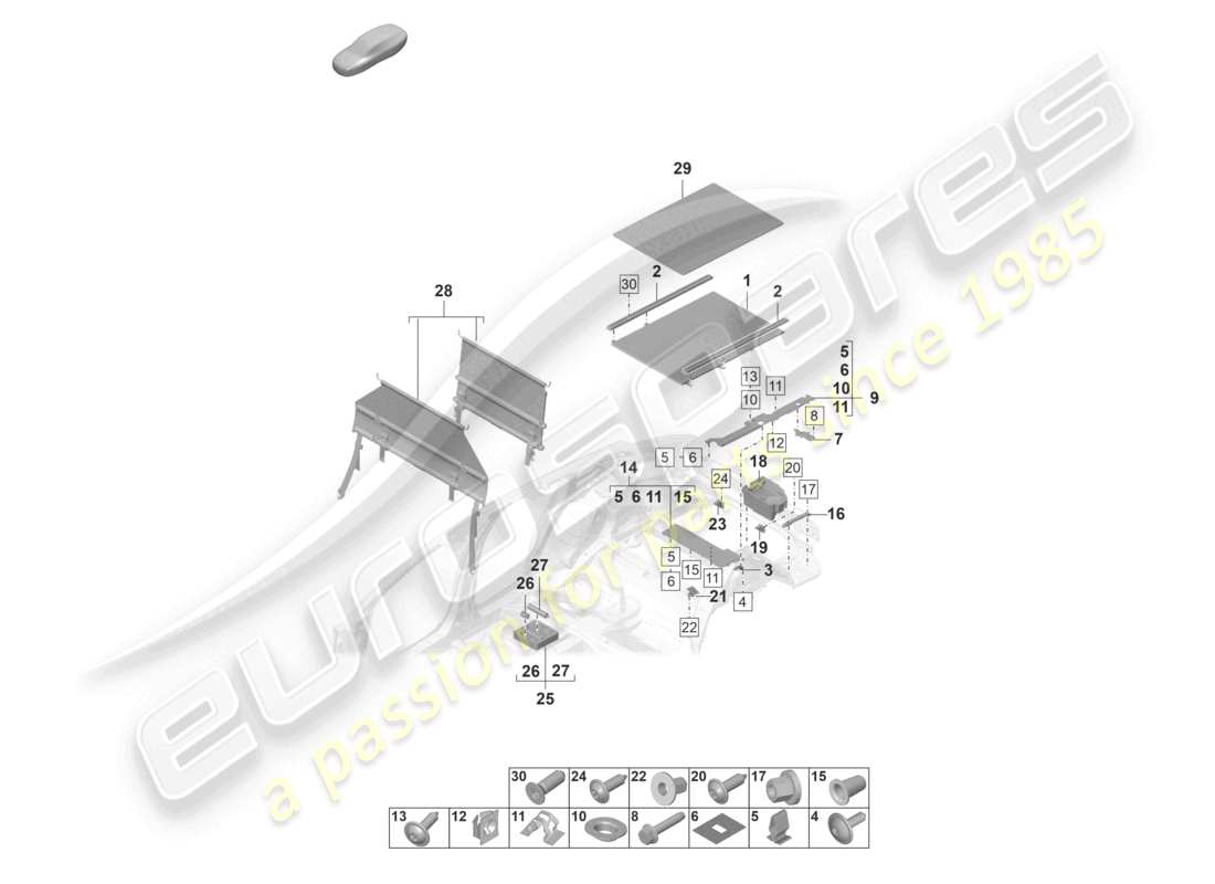 porsche 2023 (panamera 971-2) luggage boot trims lower load securing elements part diagram