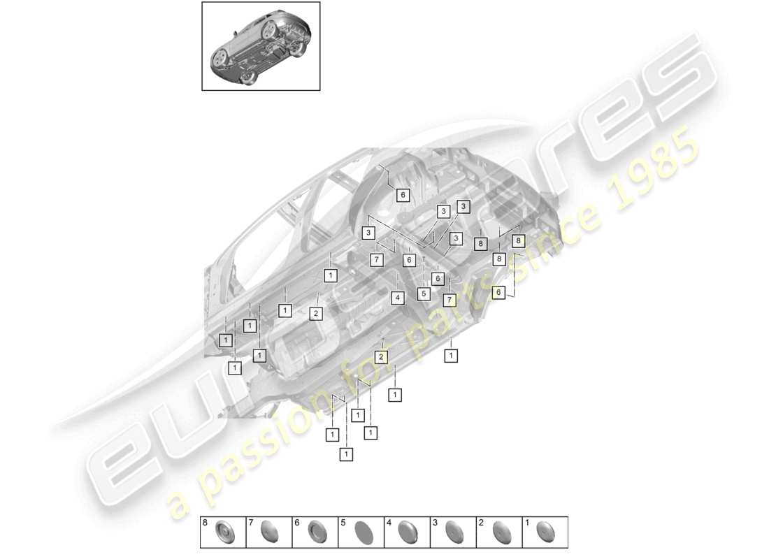 porsche 2021 (macan) bungs lower outer underbody part diagram