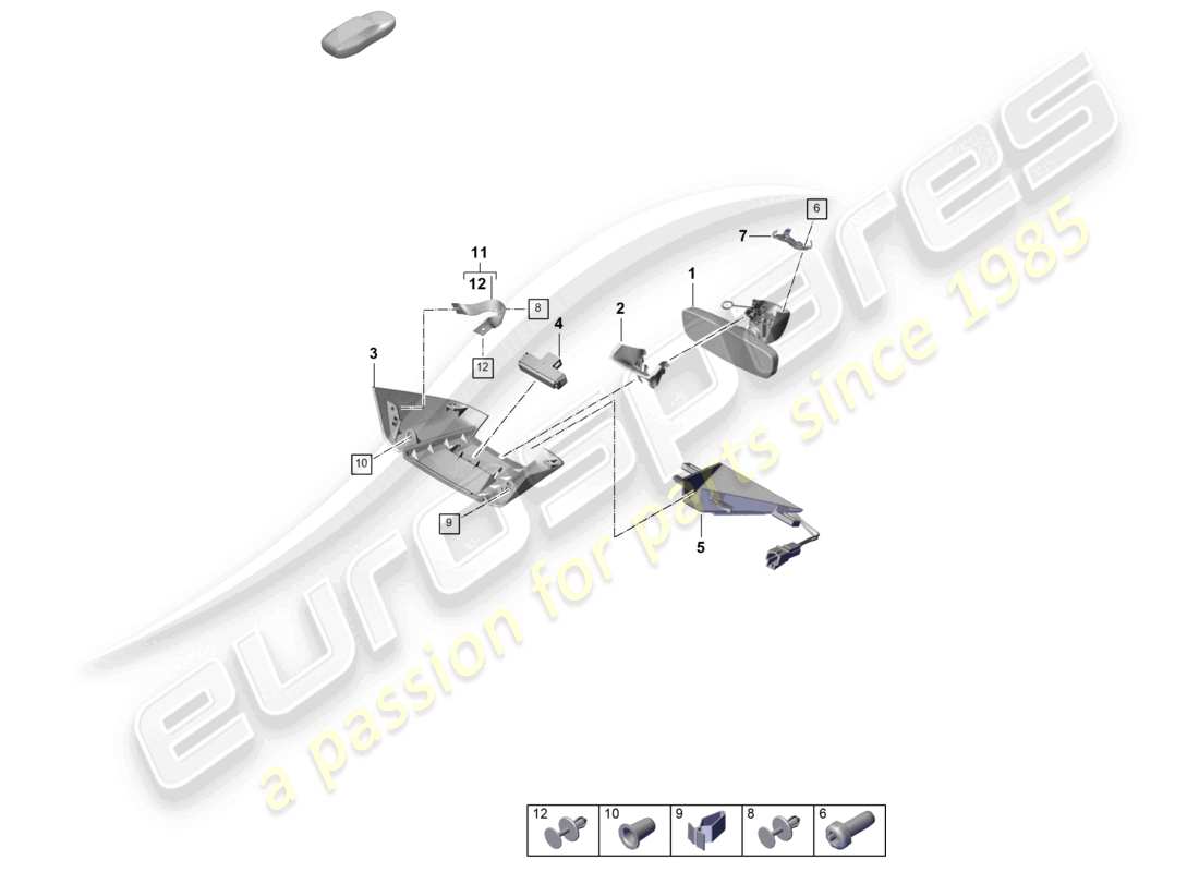 porsche 2023 (cayenne e3 pa) interior mirror accessories part diagram