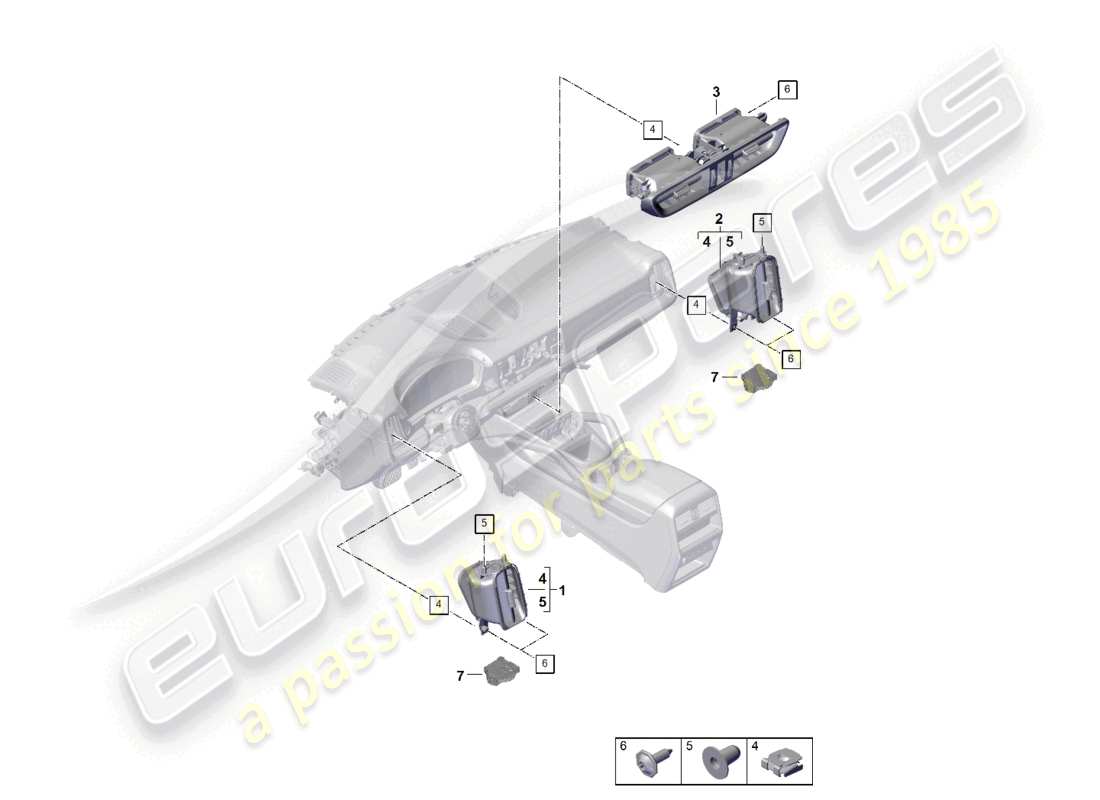 porsche 2023 (cayenne e3 pa) vent front dashboard part diagram