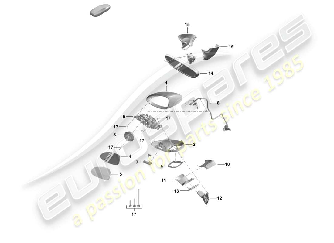 porsche 2022 (718 boxster spyder) exterior mirror interior mirror part diagram