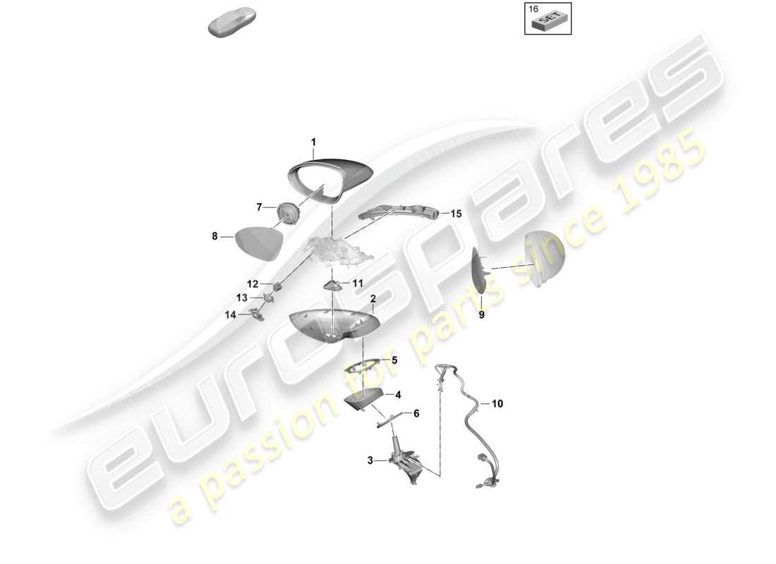 porsche 2025 (cayenne e3 pa) exterior mirror accessories part diagram
