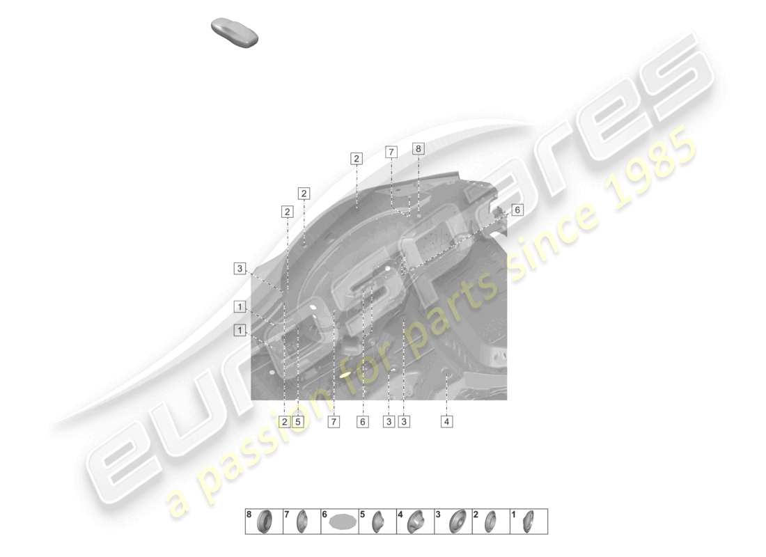 porsche 2022 (992-1 turbo / s) plugs for body rear, outer car body wheel housing part diagram