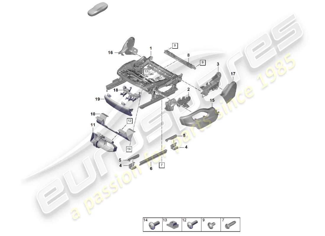 porsche 2025 (cayenne e3 pa) seat frame sports seat parts diagram