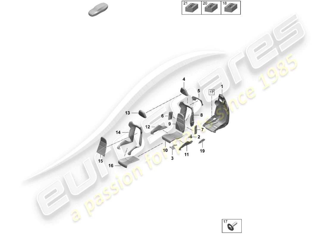 porsche 2025 (taycan 9j1-2) bucket seat seat frame seat covers foam part part diagram