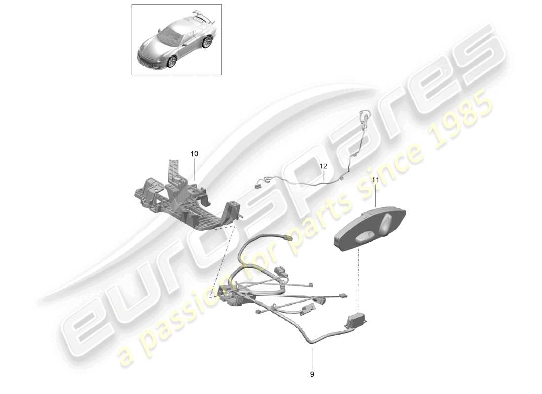porsche 2021 (991-2 r/gt3/rs) wiring looms switch control units electric motor sports seat plus part diagram