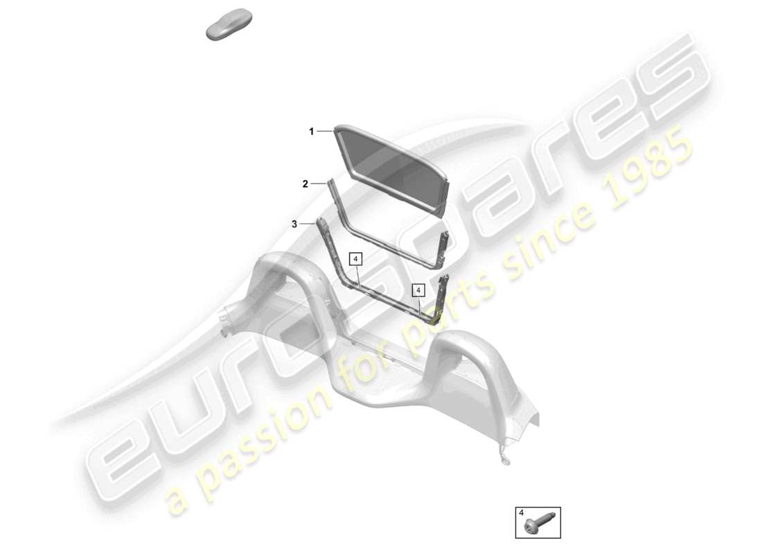 porsche 2021 (718 boxster spyder) windbreak part diagram