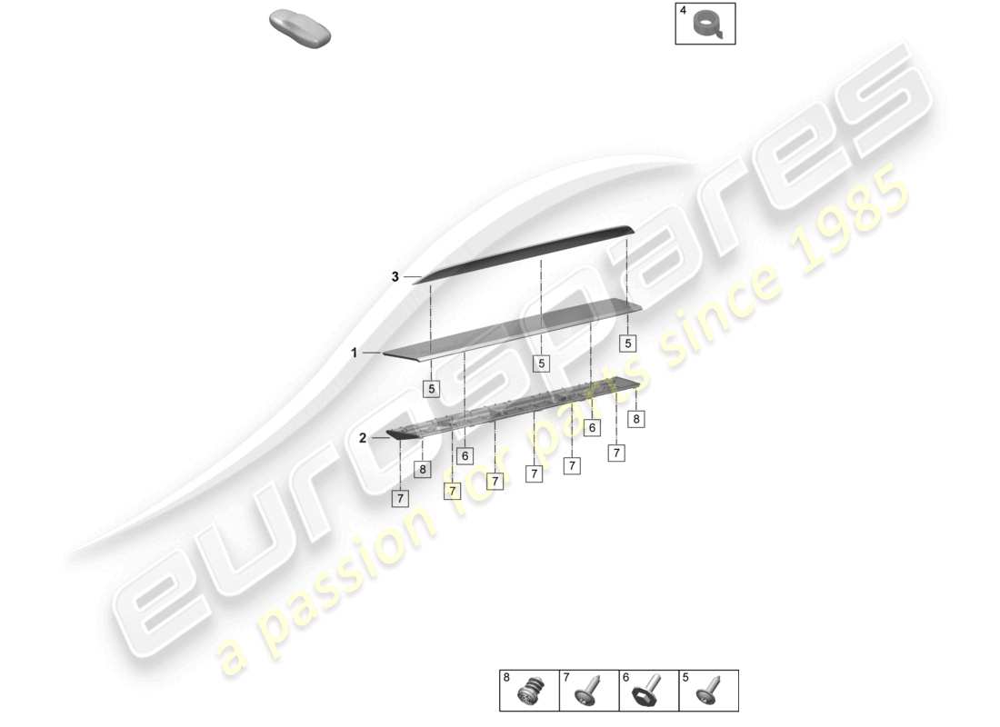 porsche 2025 (taycan 9j1-2) rear spoiler part diagram