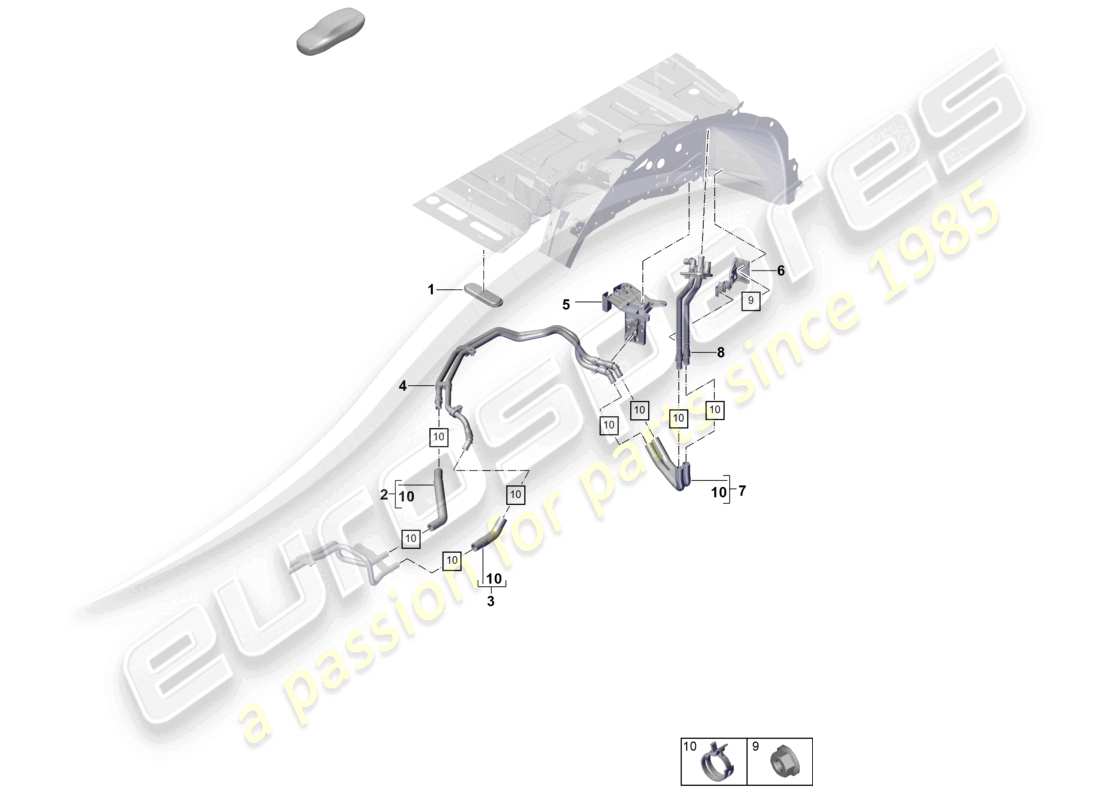porsche 2024 (cayenne e3 pa) heater rear battery cooling system for vehicles with hybrid drive part diagram