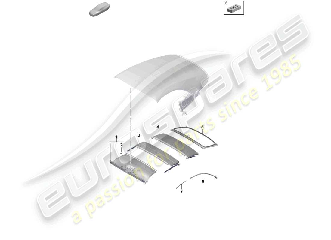 porsche 2026 (992-2) soft top headliner trims part diagram