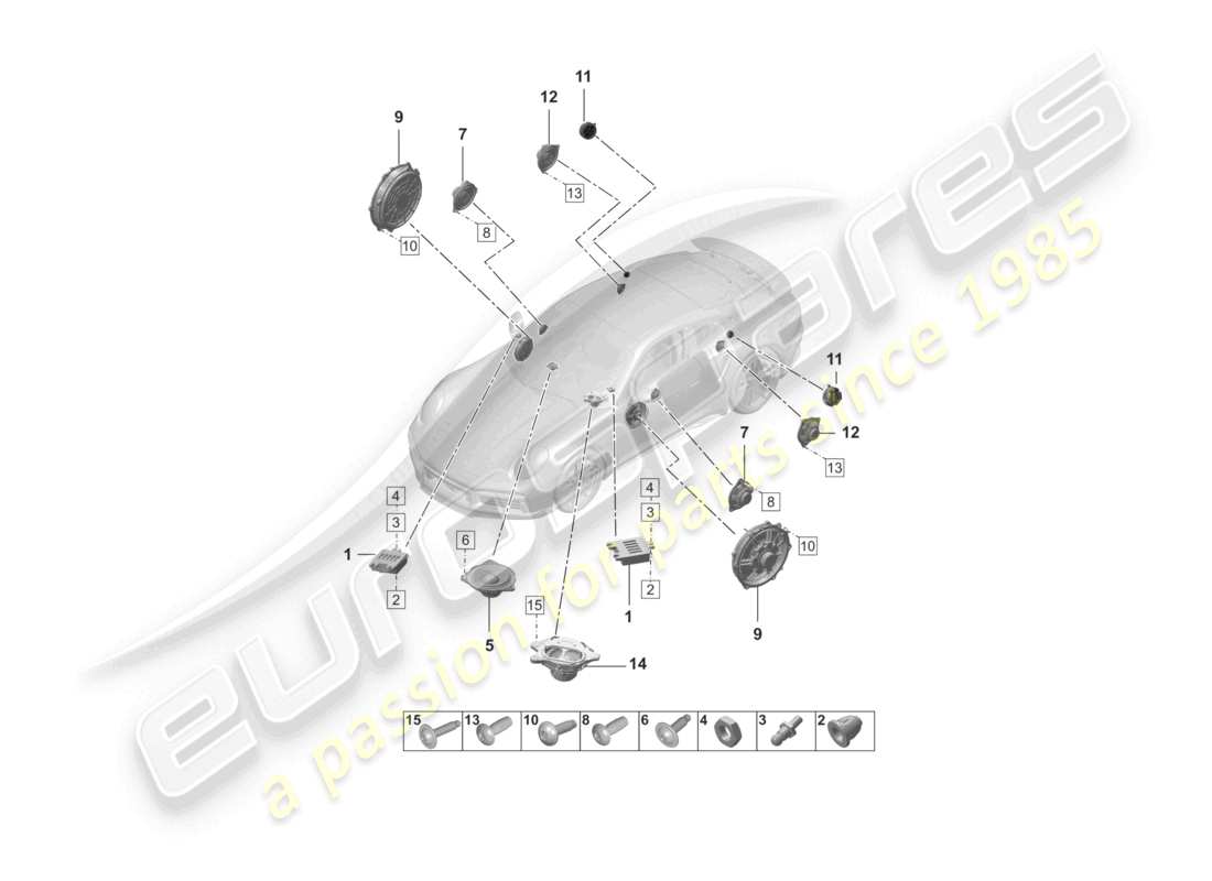 porsche 2020 (992-1 turbo / s) loudspeaker part diagram